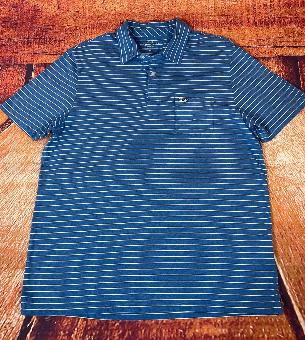 Vineyard Vines Classic Fit Pima Cotton Striped Polo Shirt Size M